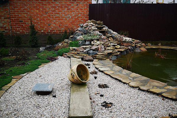 Строительство пруда с водопадом в Пушкино